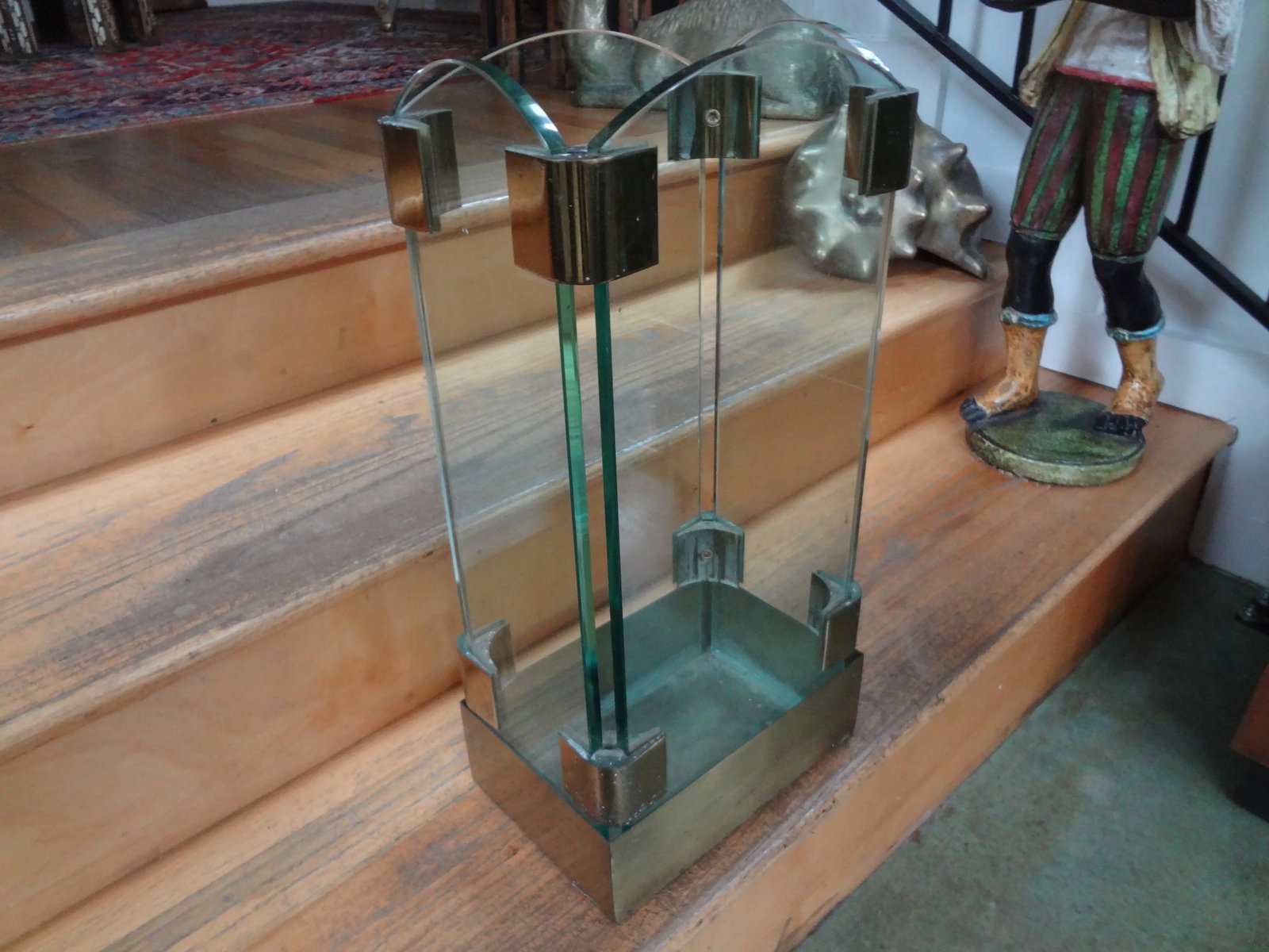 Italian Modern Brass and Glass Umbrella Stand - 8