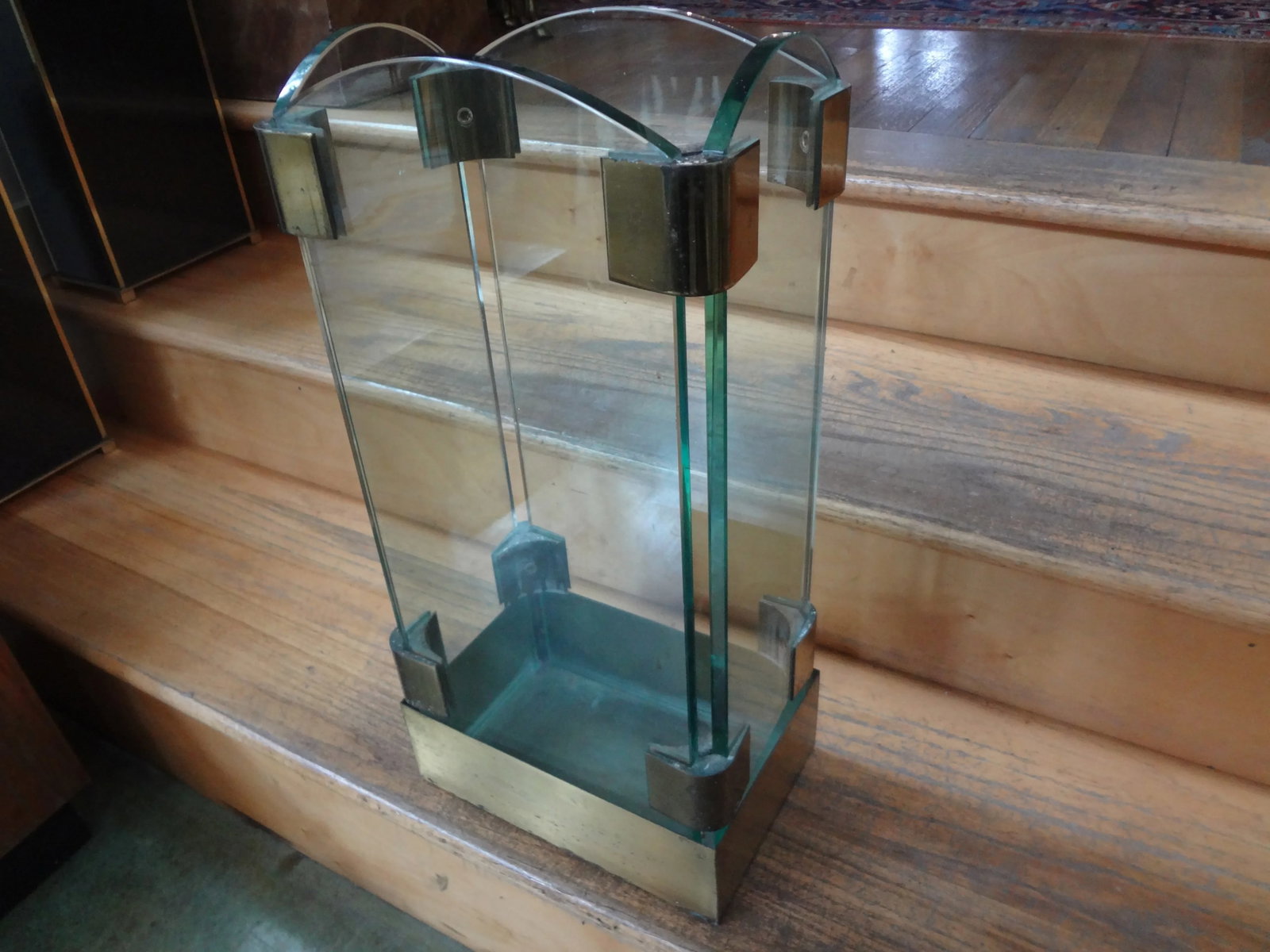 Italian Modern Brass and Glass Umbrella Stand - 9