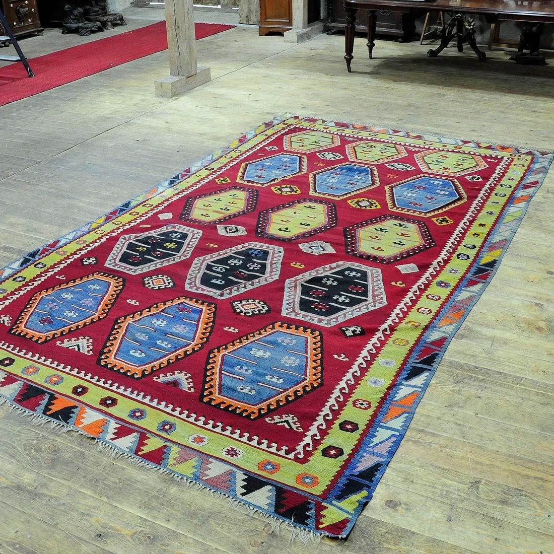 Antique Colorful Turkish Sarkisla Kilim Rug Ca. 1930 - 2
