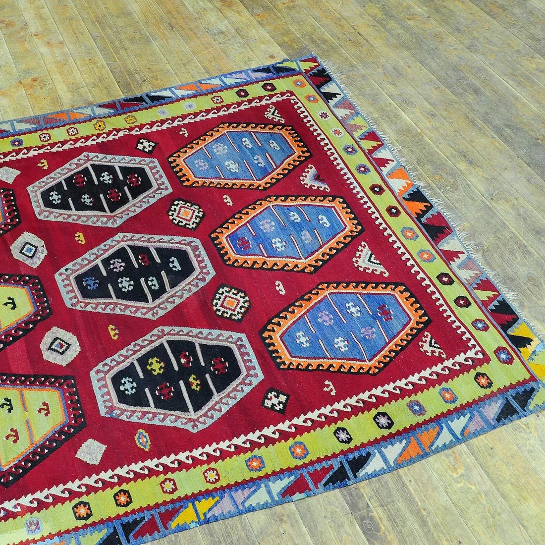Antique Colorful Turkish Sarkisla Kilim Rug Ca. 1930 - 4