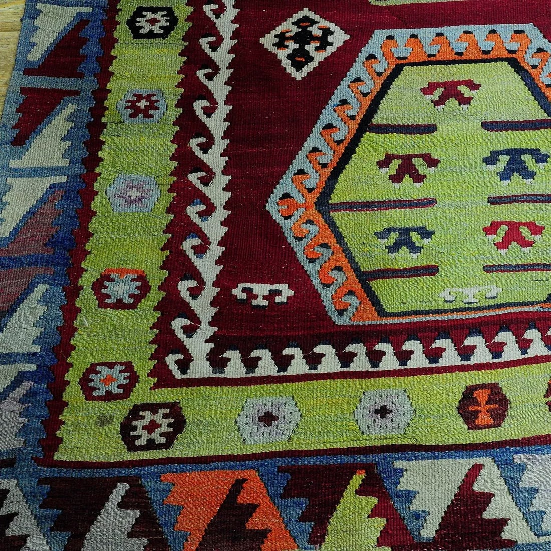 Antique Colorful Turkish Sarkisla Kilim Rug Ca. 1930 - 9
