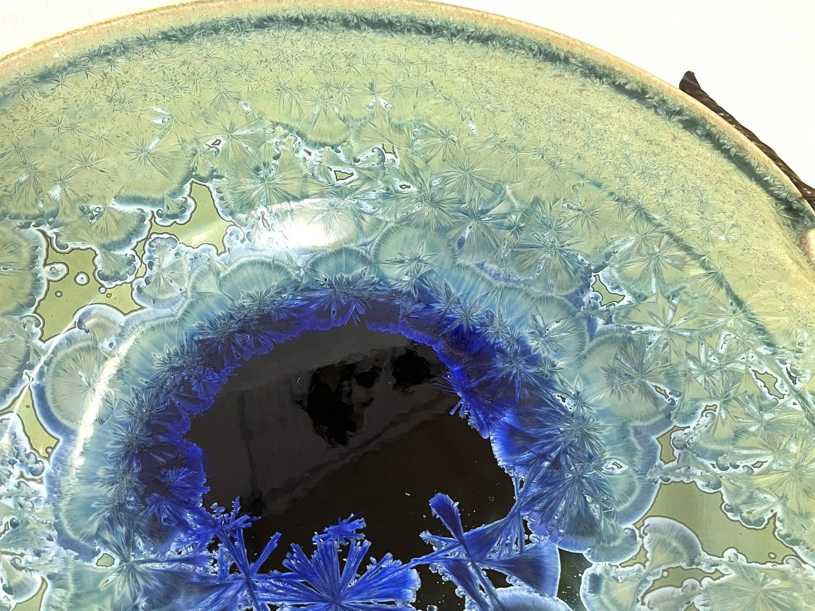 Vintage Large Artisan Pottery Plate With Crystalline and Metallic Bronze Glazes - 10