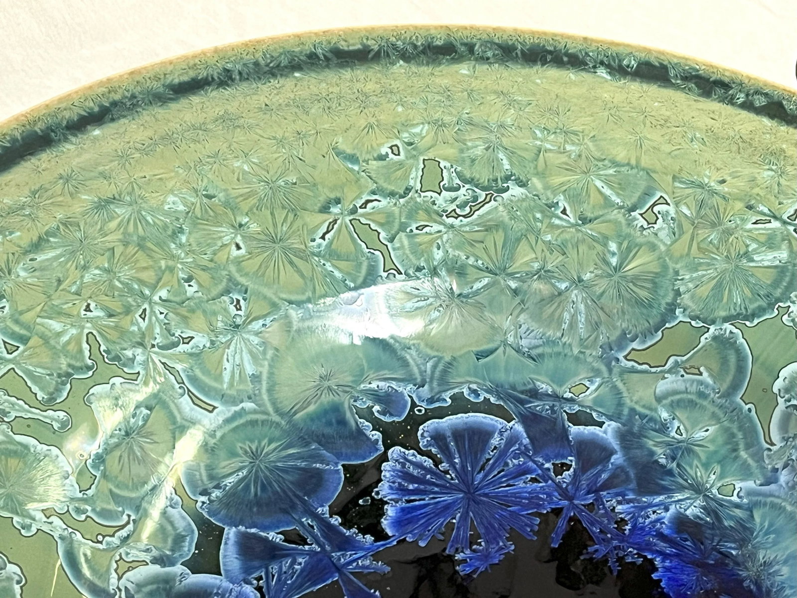 Vintage Large Artisan Pottery Plate With Crystalline and Metallic Bronze Glazes - 11