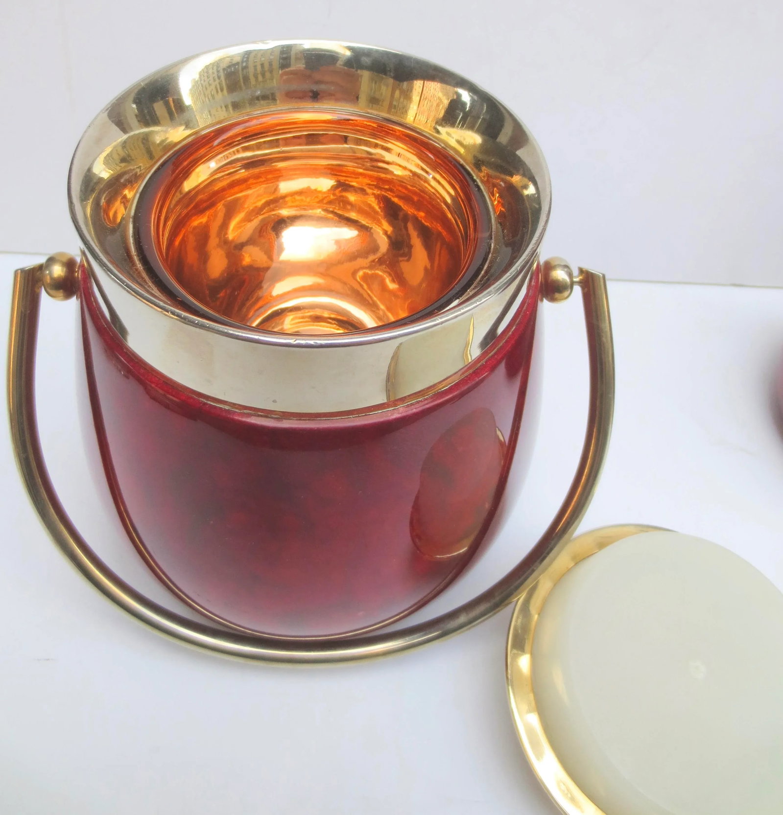 Aldo Tura Bar Set Lacquered Goat Skin -Set of 4 - 12