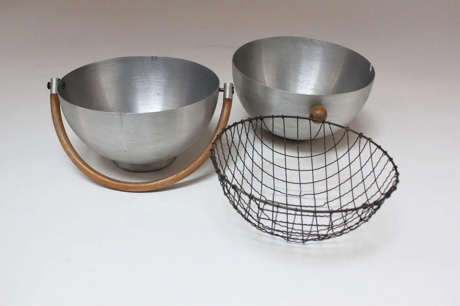 Vintage Russel Wright Spun Aluminum, Bamboo and Birch Bun Warmer - 6