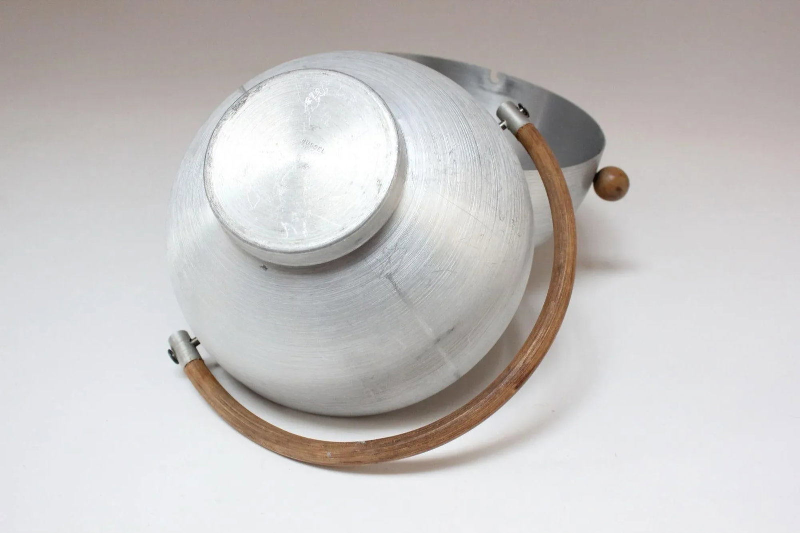 Vintage Russel Wright Spun Aluminum, Bamboo and Birch Bun Warmer - 7