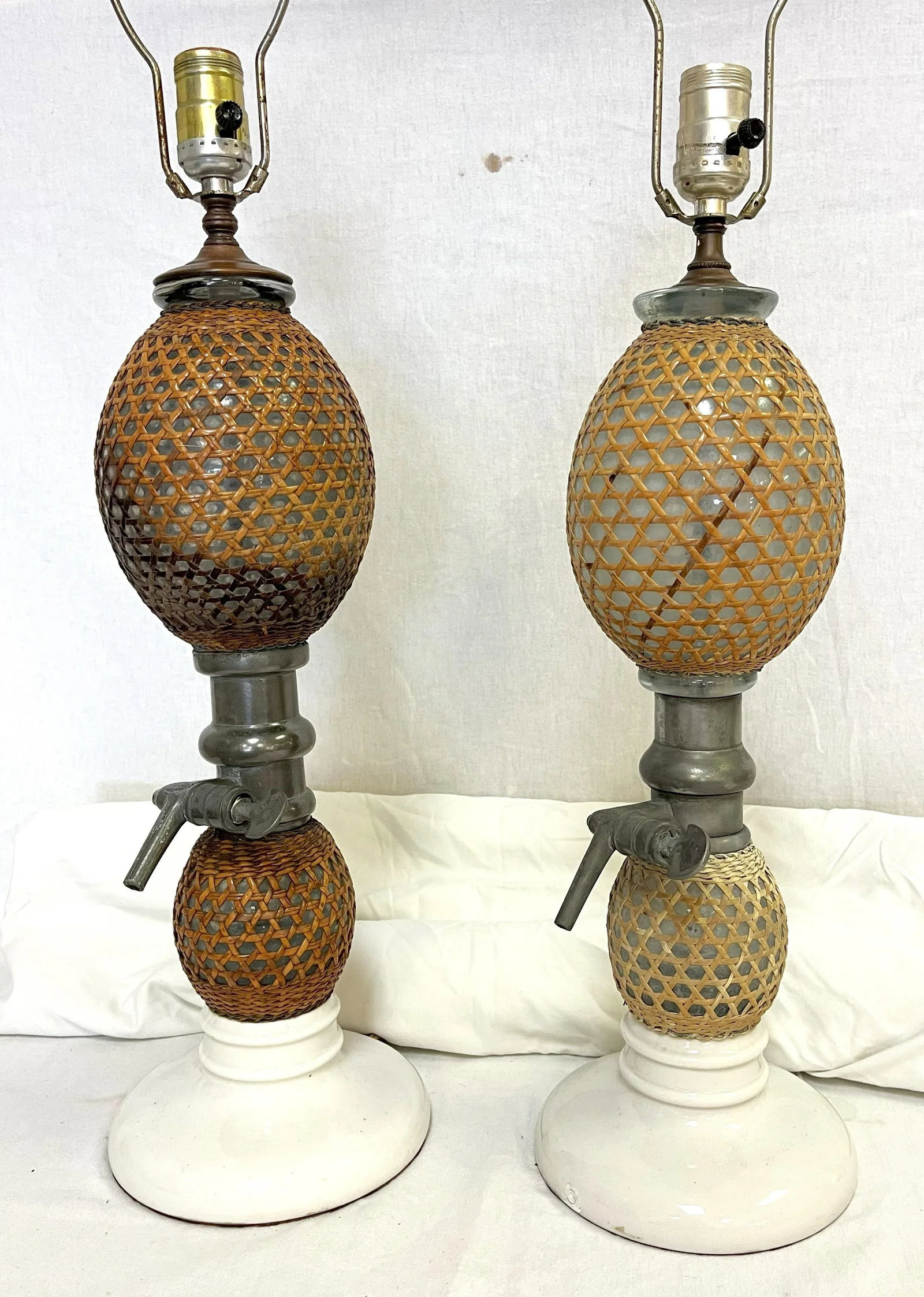 19th Century French 'Briet Brevete' Seltzer Bottle Lamps- a Pair - 4
