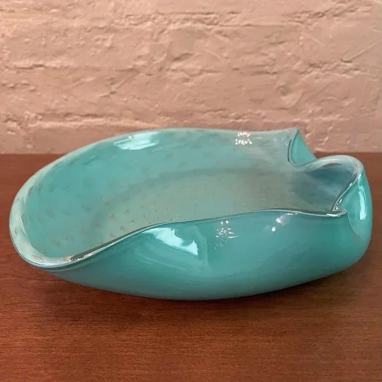 Large 1950s Italian Mid-Century Blue Murano Attributed Glass Clamshell Dish - 6