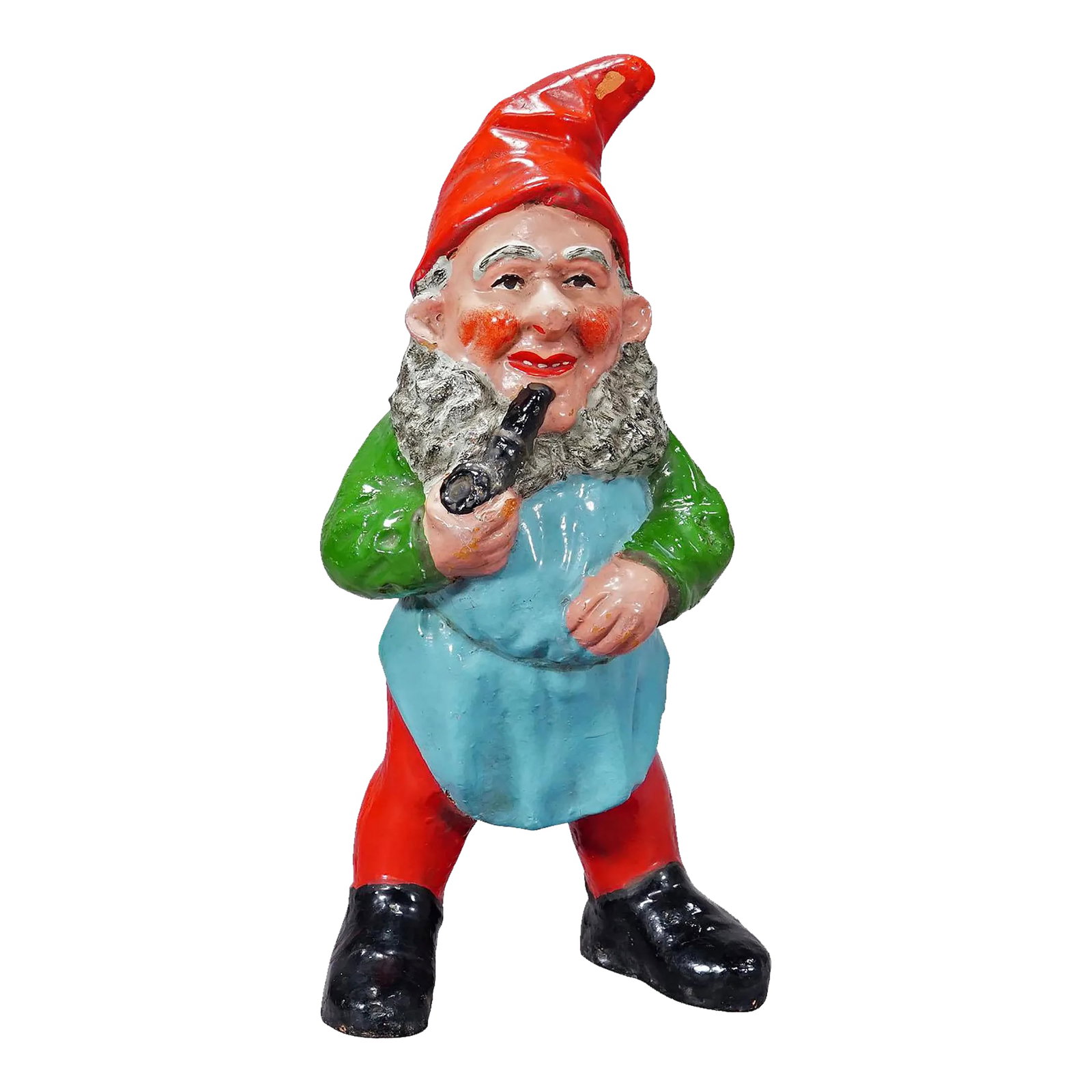 Large Terracotta Garden Gnome With Pipe, Germany Ca. 1930s (1 of 5)
