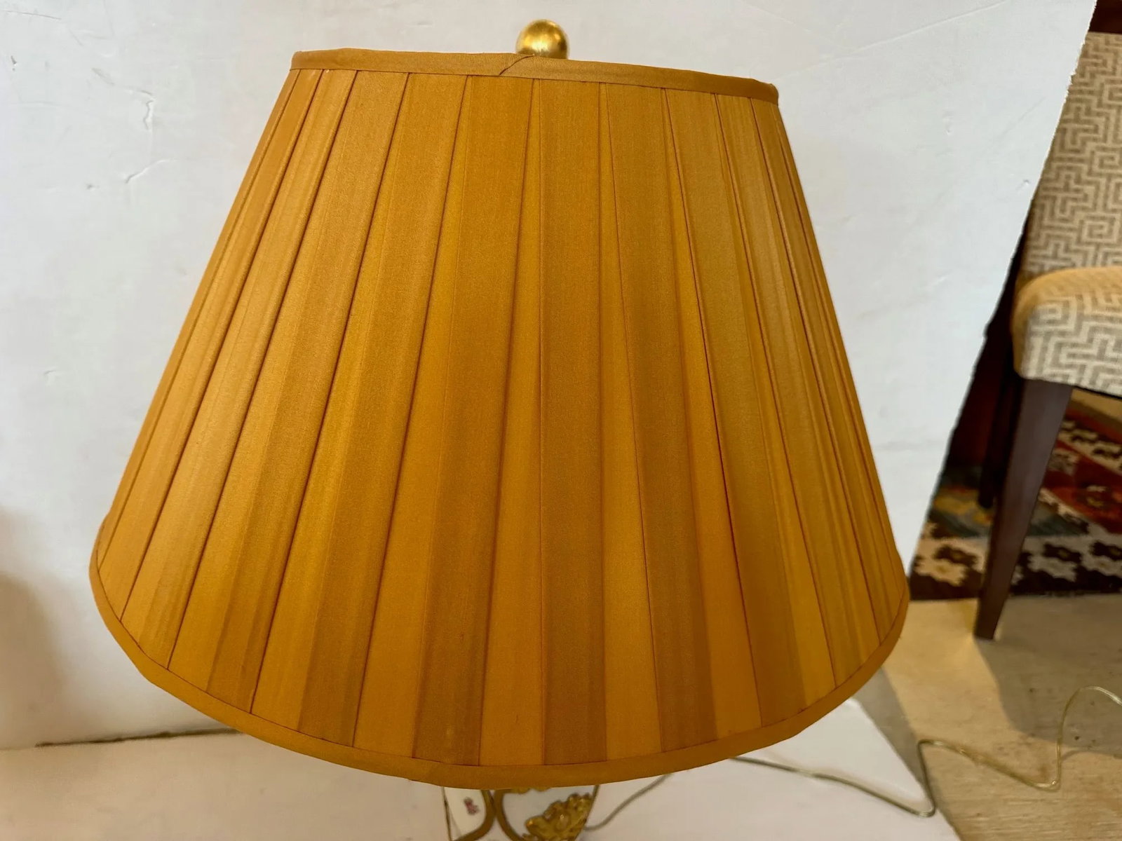 Vintage Porcelain Painted Table Lamps With Brass Overlays -A Pair - 11