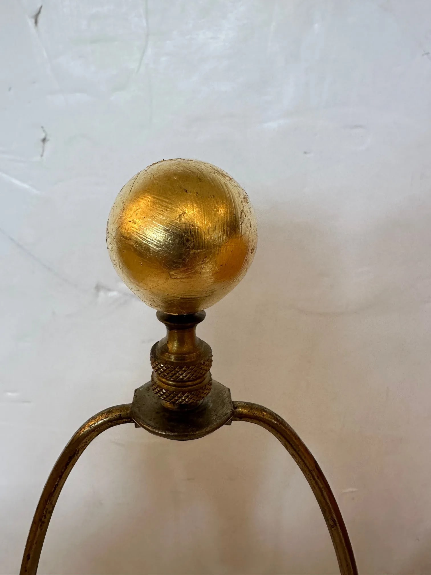 Vintage Porcelain Painted Table Lamps With Brass Overlays -A Pair - 12