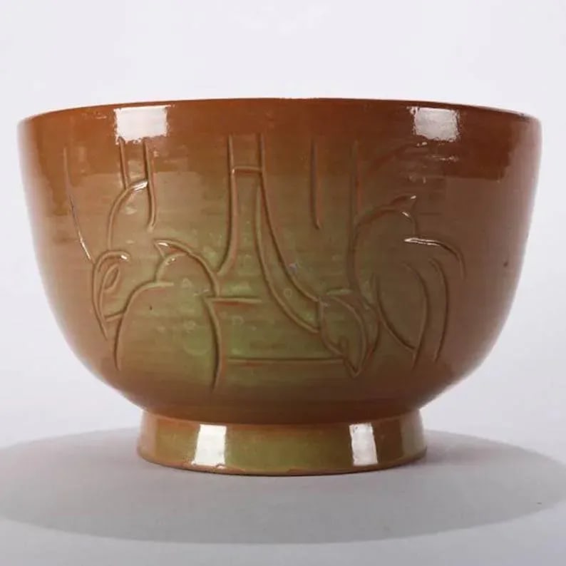 Mid-Century Modern Hand-Thrown Studio Pottery Bird Bowl by Randy Webb - 4