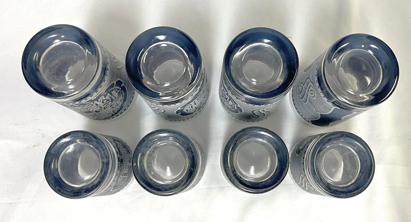 Mid Century Corinthian Blue Glassware Set- Set of 8 - 12