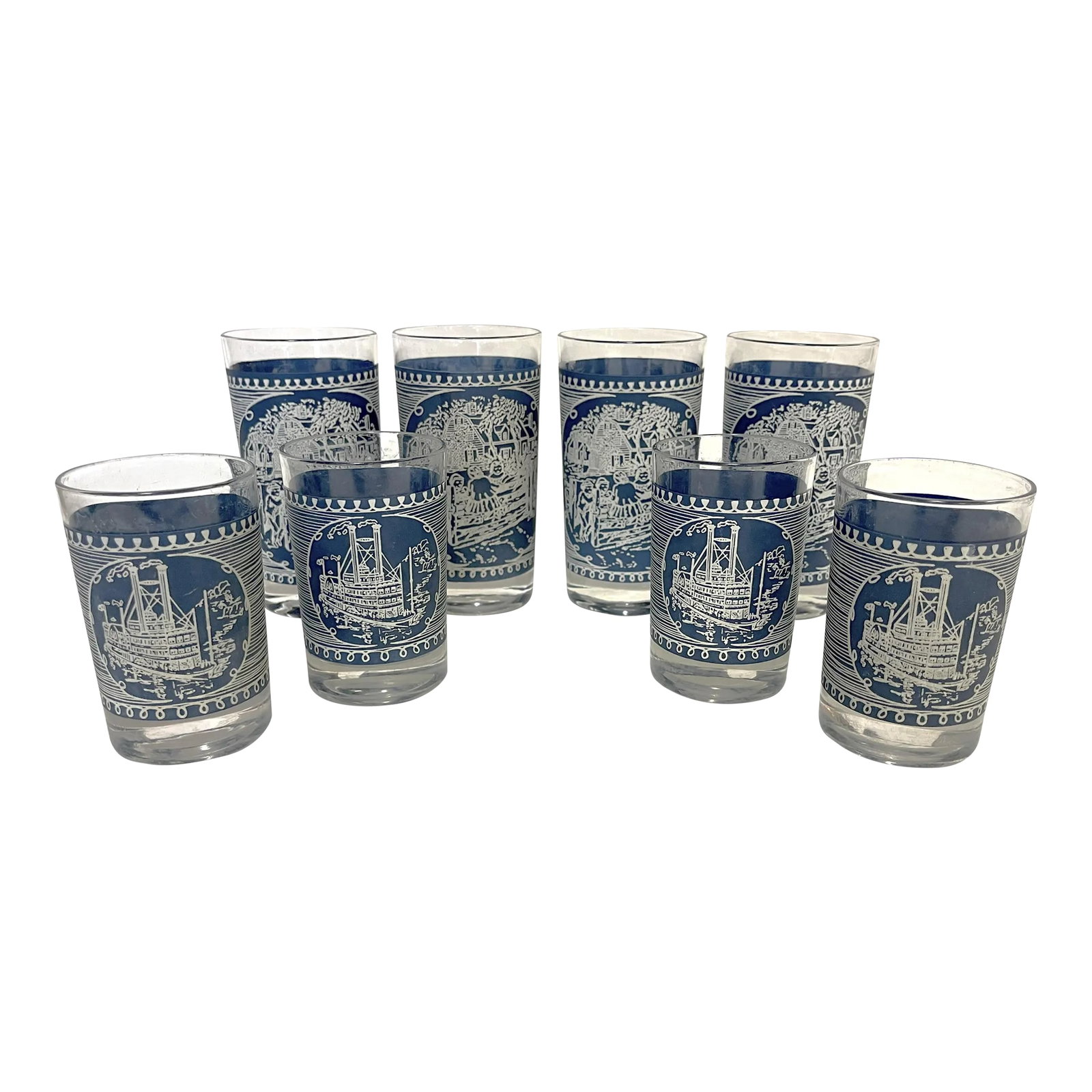 Mid Century Corinthian Blue Glassware Set- Set of 8 (1 of 12)