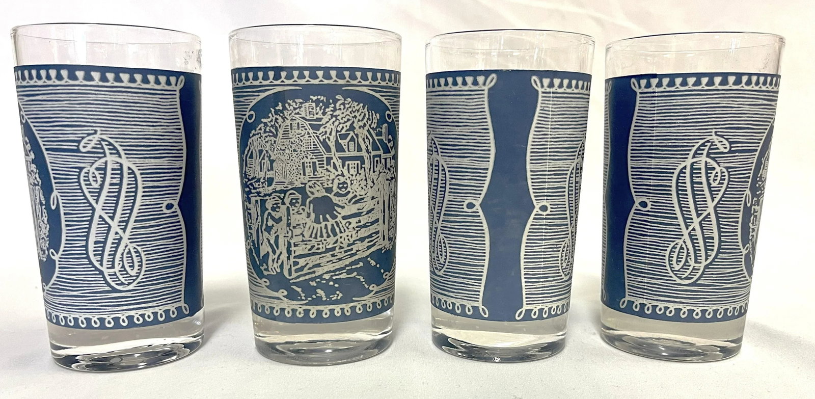 Mid Century Corinthian Blue Glassware Set- Set of 8 - 6