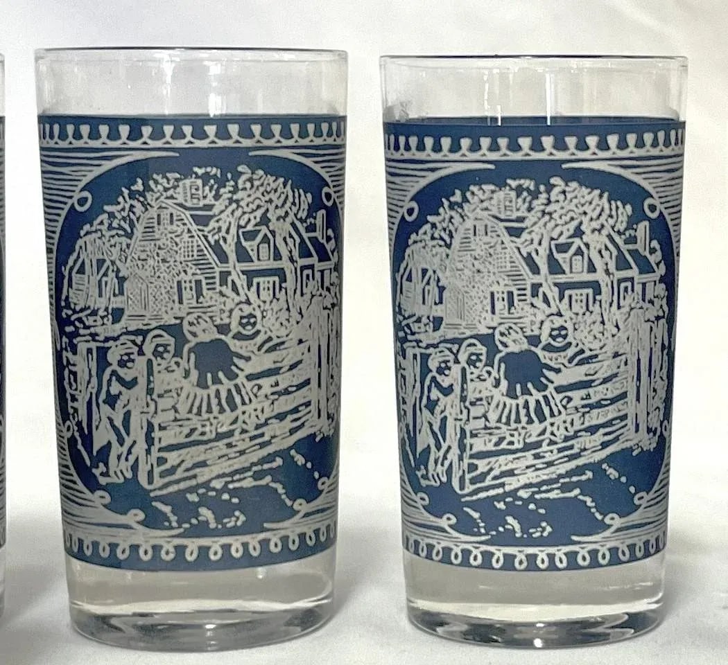 Mid Century Corinthian Blue Glassware Set- Set of 8 - 7