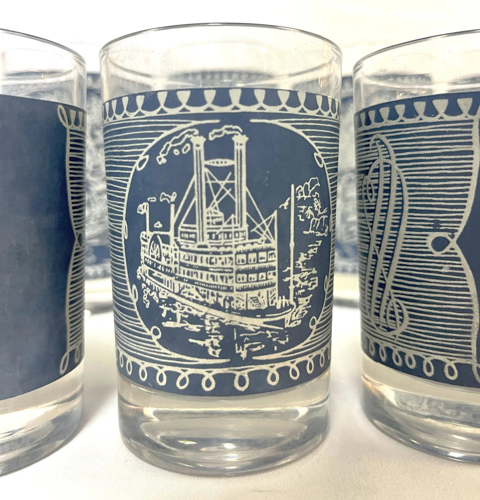 Mid Century Corinthian Blue Glassware Set- Set of 8 - 8