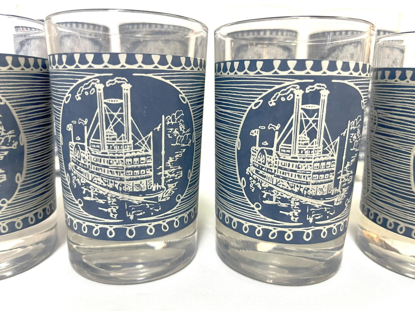 Mid Century Corinthian Blue Glassware Set- Set of 8 - 9