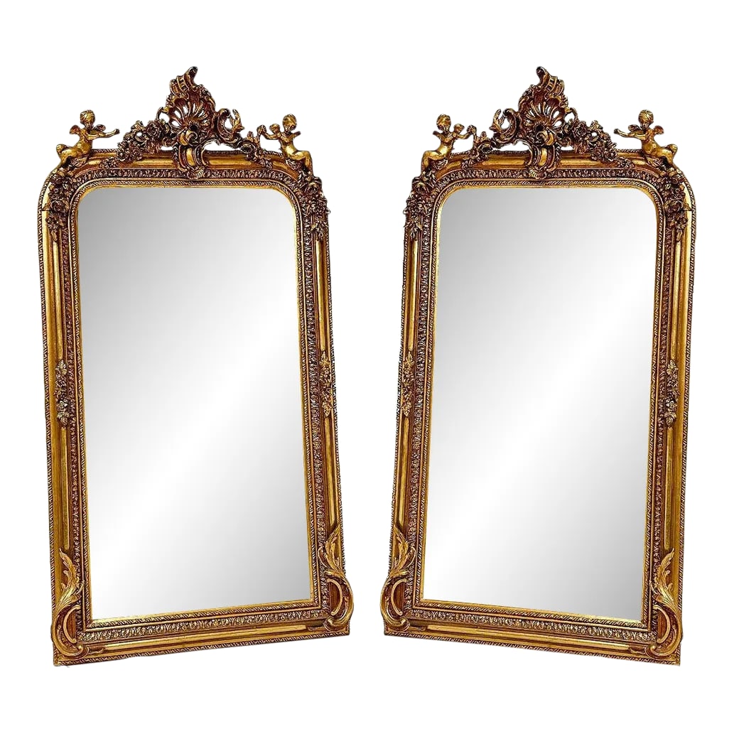 French Style Gold Wall Mirrors- Set of 2 (1 of 5)