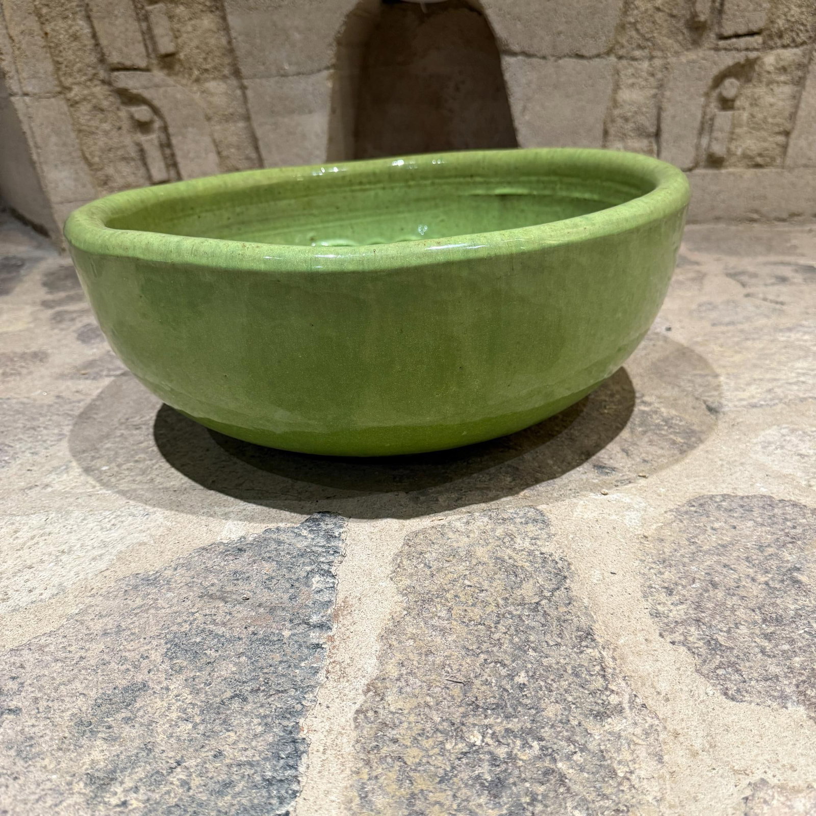 Mid-Century Mod Style Gainey Glazed Art Pottery Architectural Green Planter Pot - 9