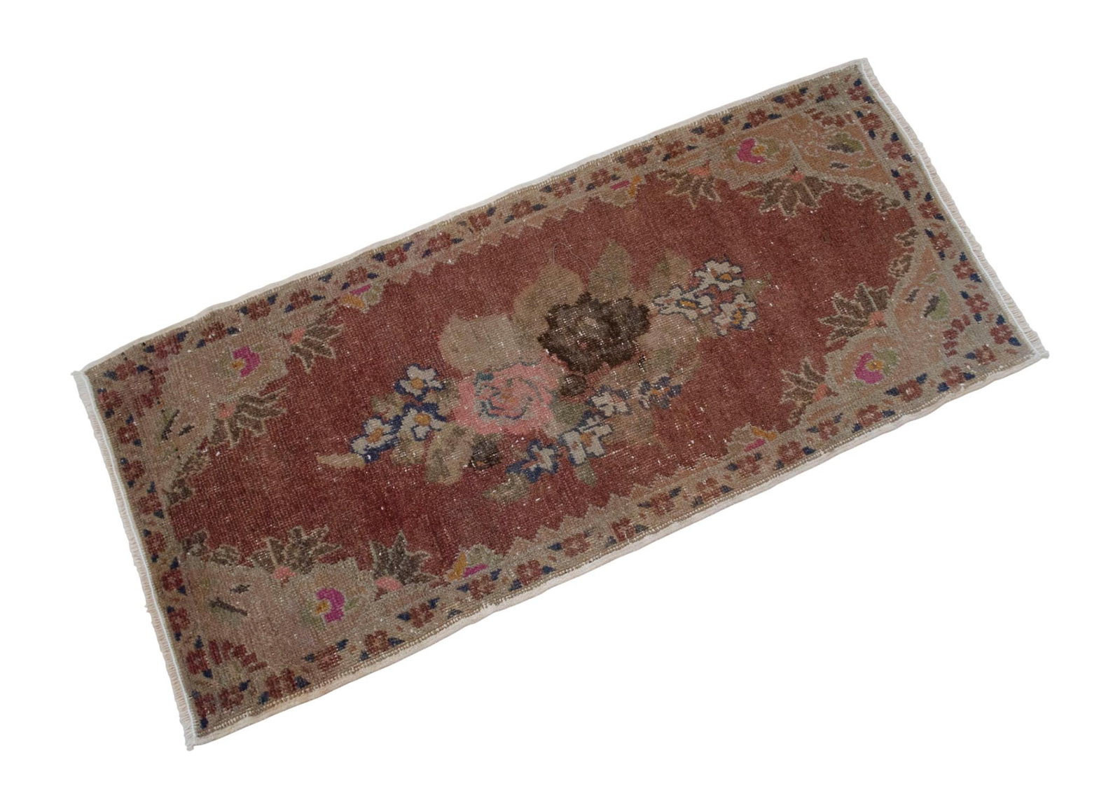Hand Knotted Small Rug Mid Century Modern Doormat - 1"²6"³ × 3"²3"³ - 4