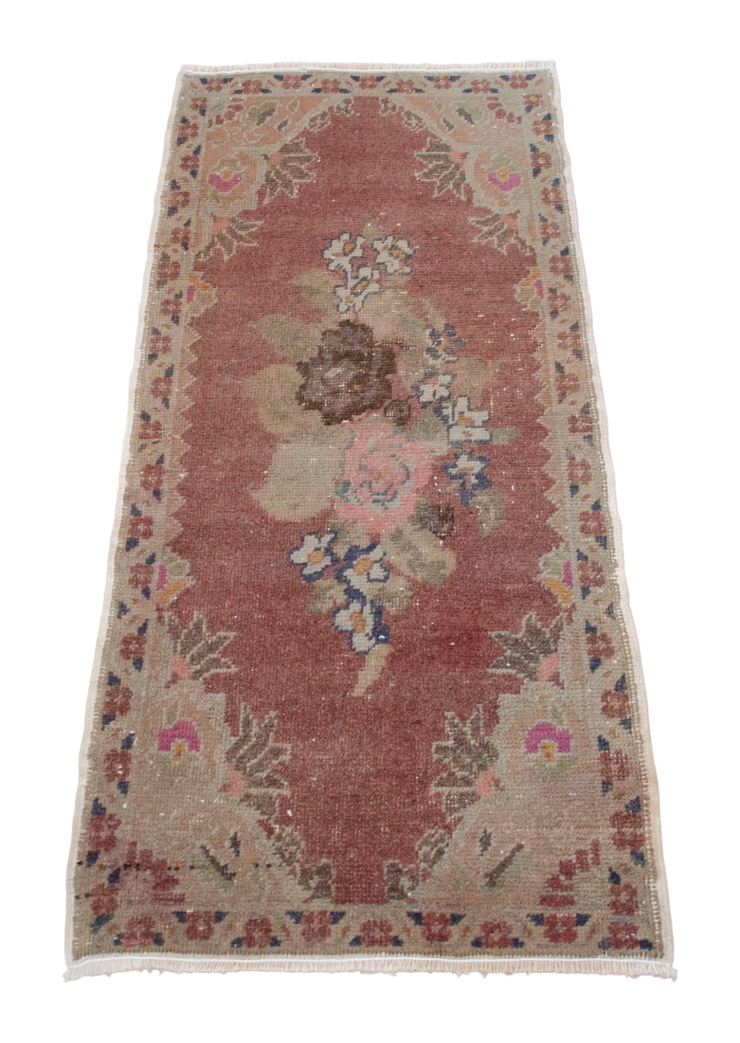 Hand Knotted Small Rug Mid Century Modern Doormat - 1"²6"³ × 3"²3"³ - 5