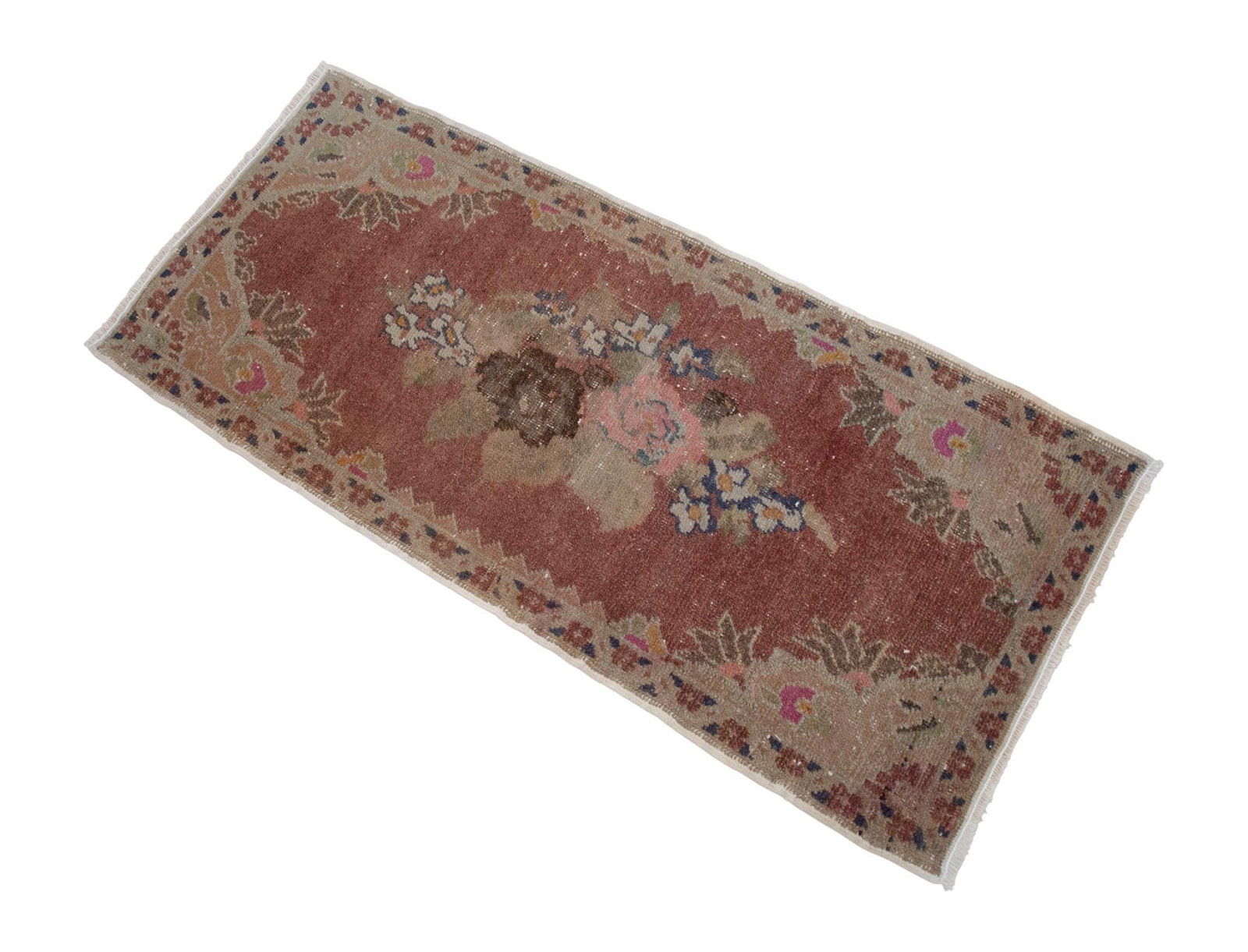Hand Knotted Small Rug Mid Century Modern Doormat - 1"²6"³ × 3"²3"³ - 6