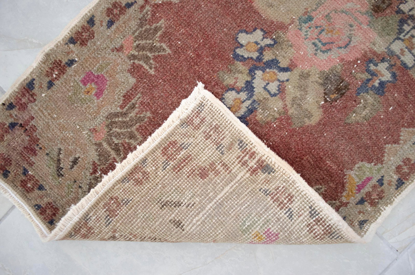 Hand Knotted Small Rug Mid Century Modern Doormat - 1"²6"³ × 3"²3"³ - 8