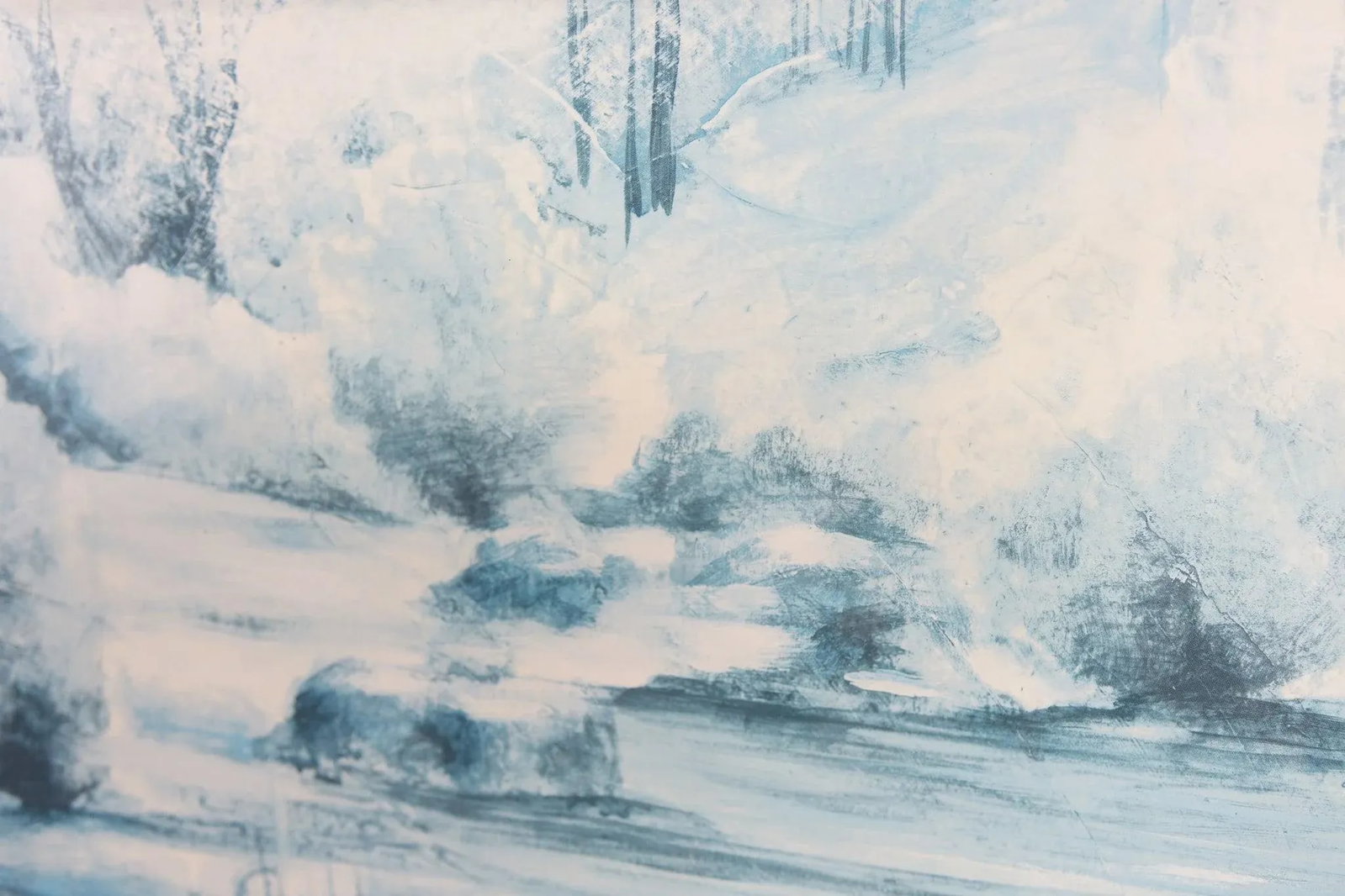 Morning Mist Over Quiet Falls - Watercolor Signed on the Bottom - 3