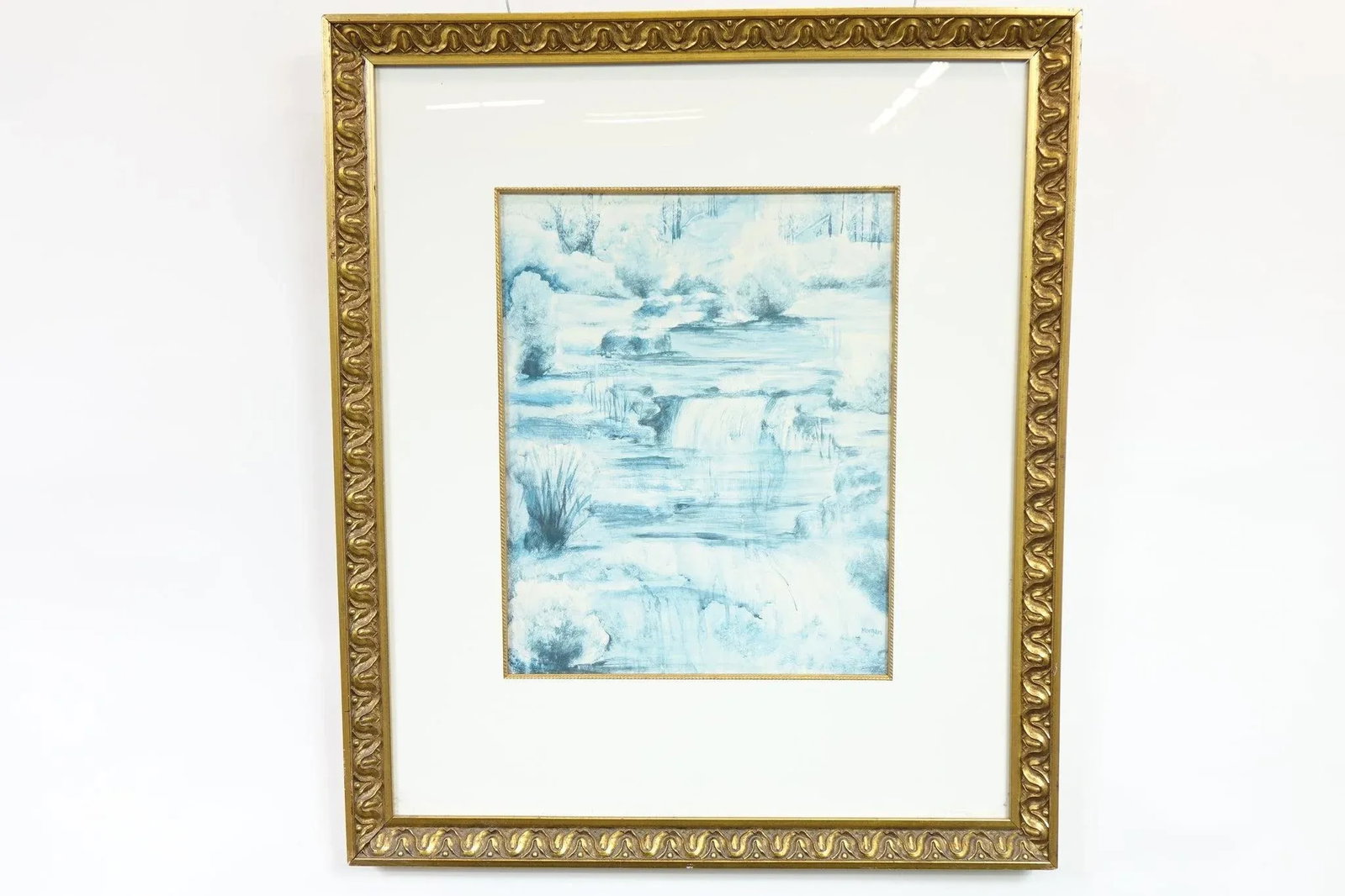 Morning Mist Over Quiet Falls - Watercolor Signed on the Bottom - 5