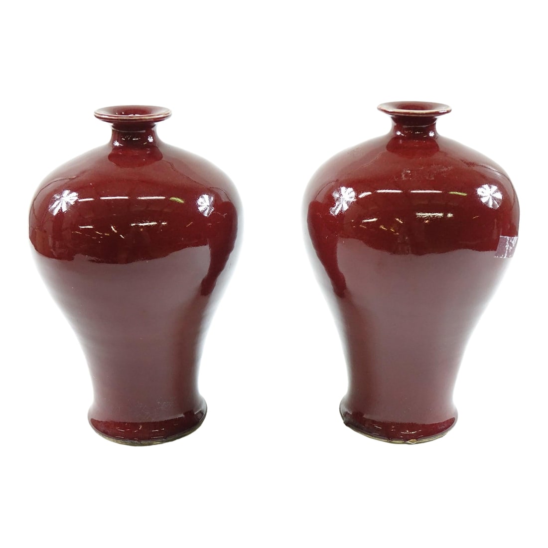 Antique Chinese Oxe Blood Porcelain Vases - A Pair (1 of 4)