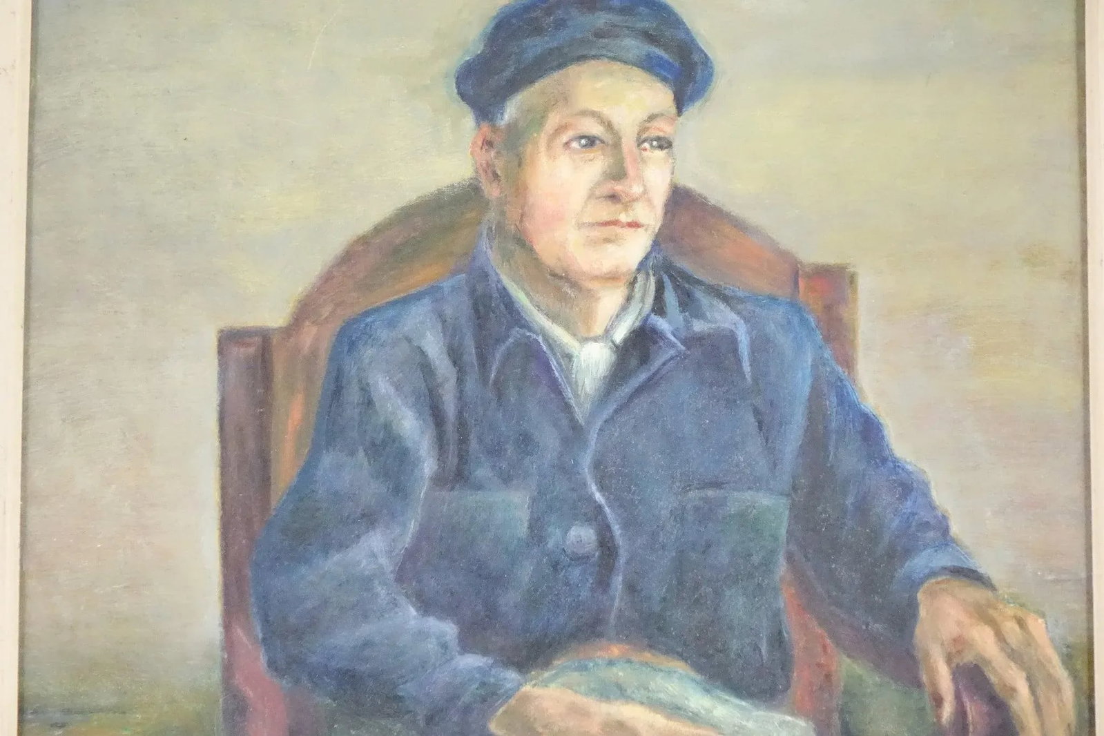 Portrait of a Working Man - Original Oil Painting by N. Goodman Signed 1951, Framed - 5