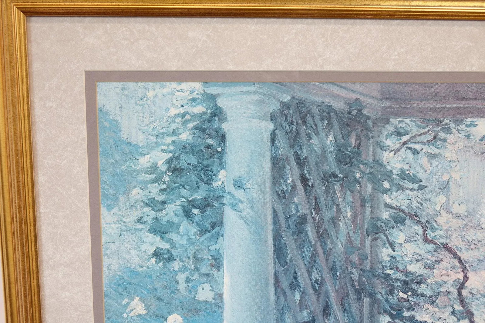 On the Porch - Late 20th Century Impressionist Print of Original Oil Painting on Canvas Signed, Fr - 2