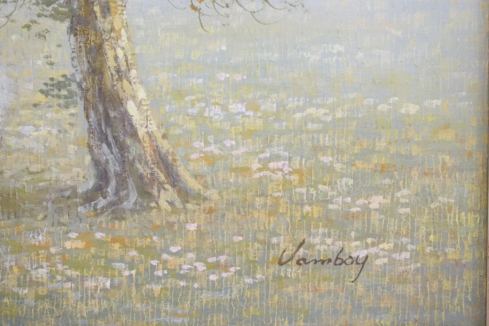 Mid 20th Century Landscape With a Lady Original Oil on Canvas Signed - 4