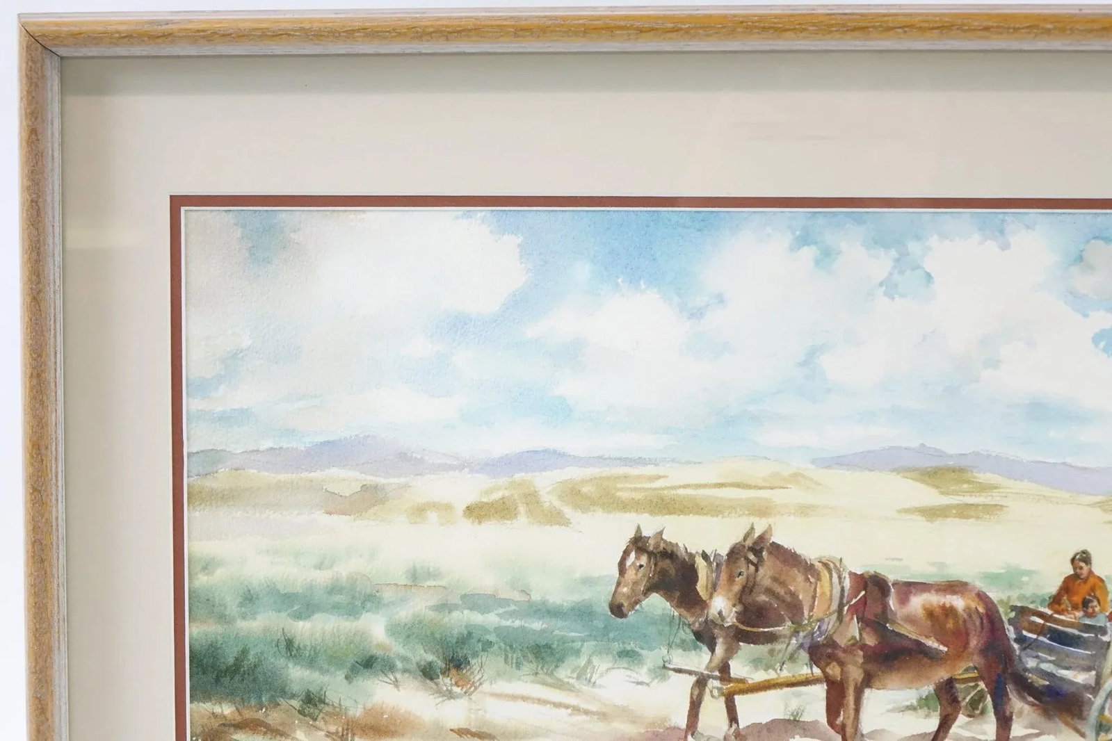 Desert Daylight Journey - Mid 20th Century Original Watercolor on Paper Signed, Framed - 6