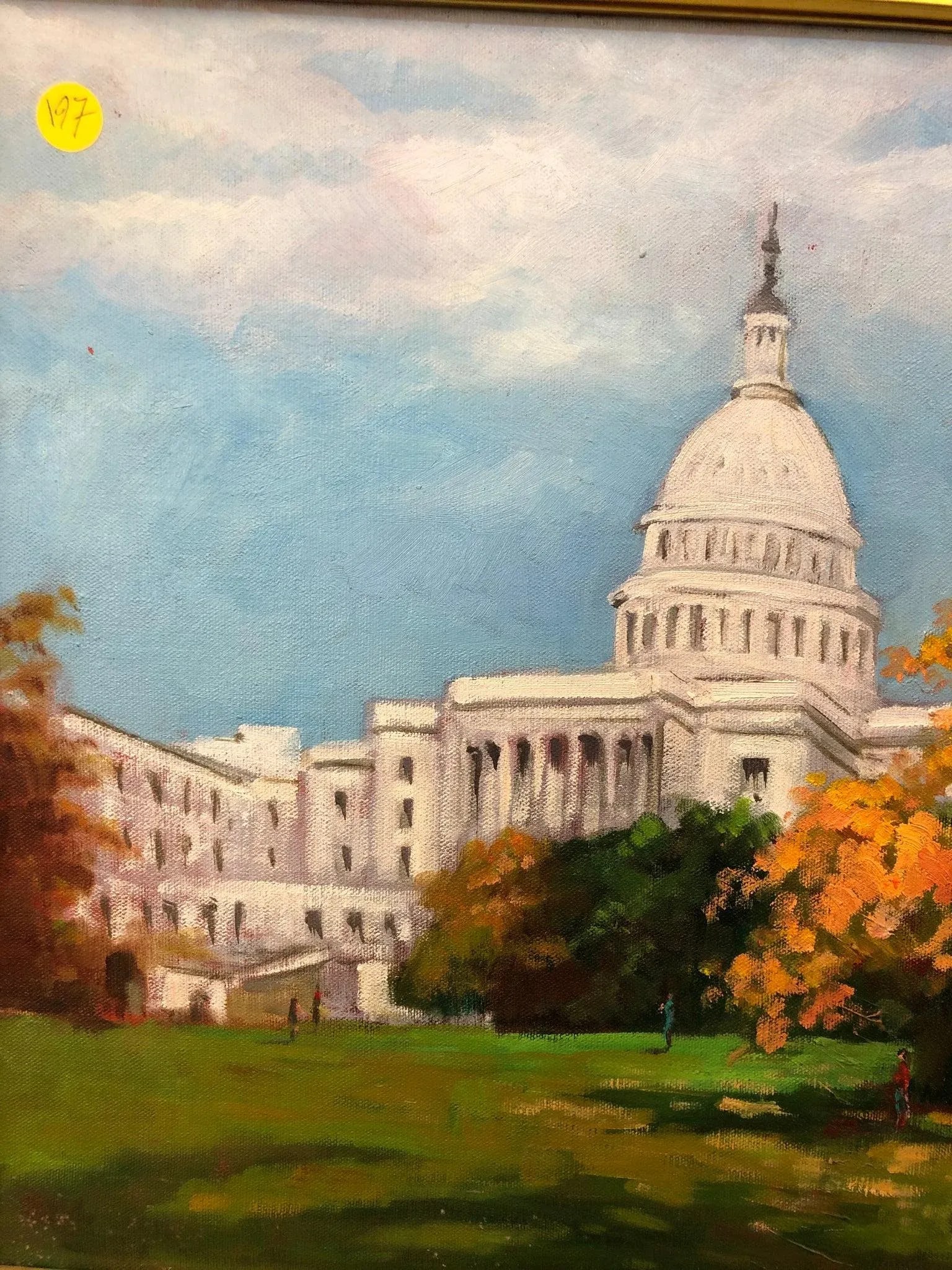Late 20th Century The Capital Original Oil on Canvas Signed on the Bottom, Framed - 5