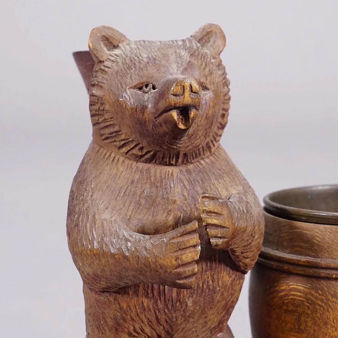 A Wooden Carved Black Forest Bear Desk Set ca. 1920s - 5