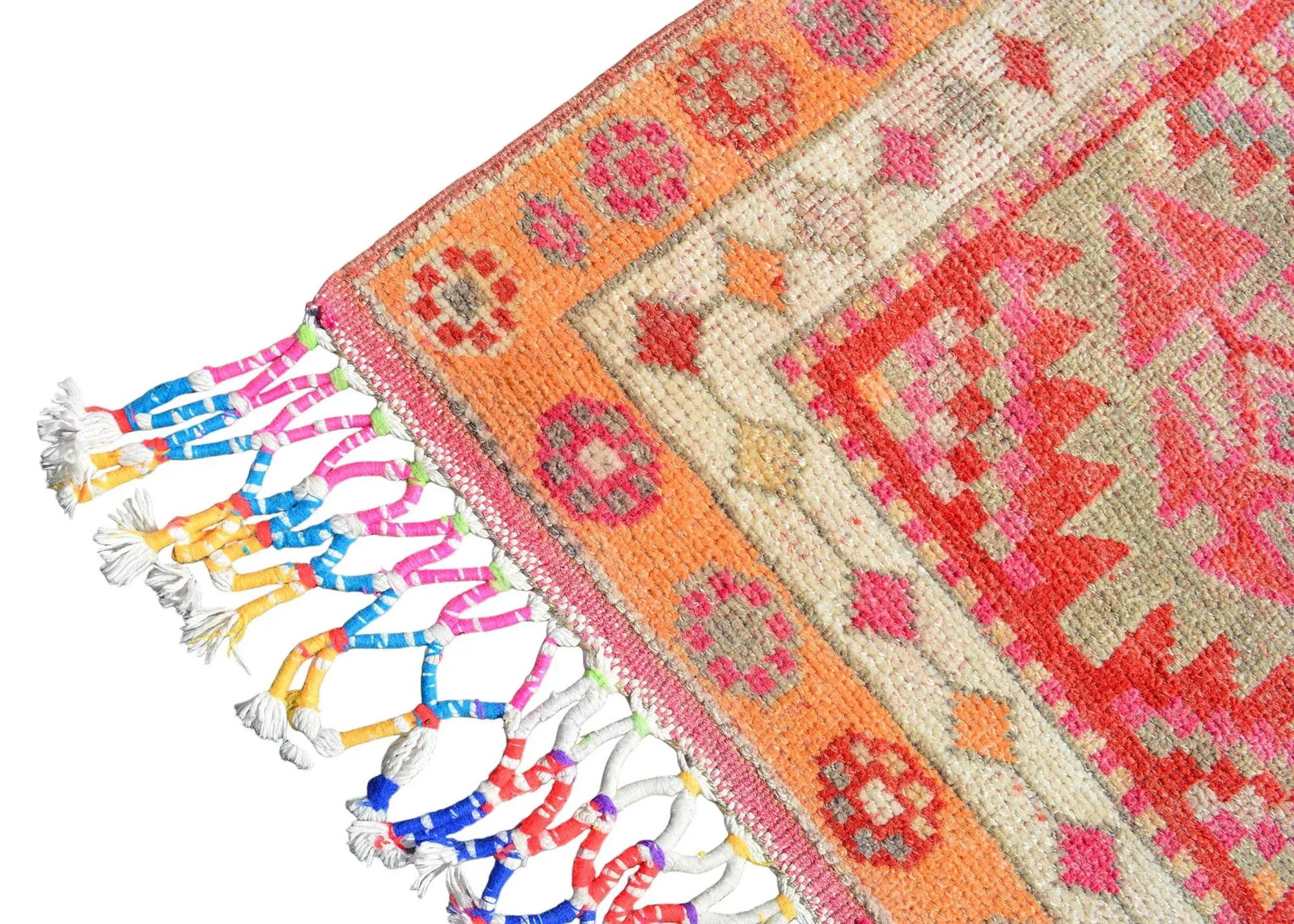 Hand-Knotted Distressed Turkish Runner Rug . Low Pile Faded Tribal Herki Runner Rug 2"²11"³ - 9