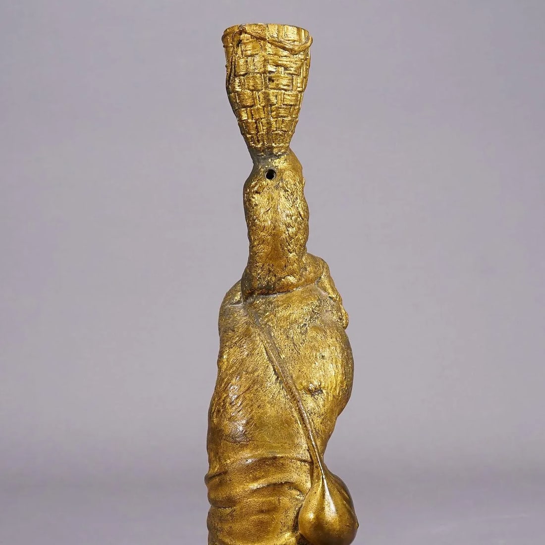 A Pair Victorian Casted and Gilded Iron Candle Stick With Bears - 9