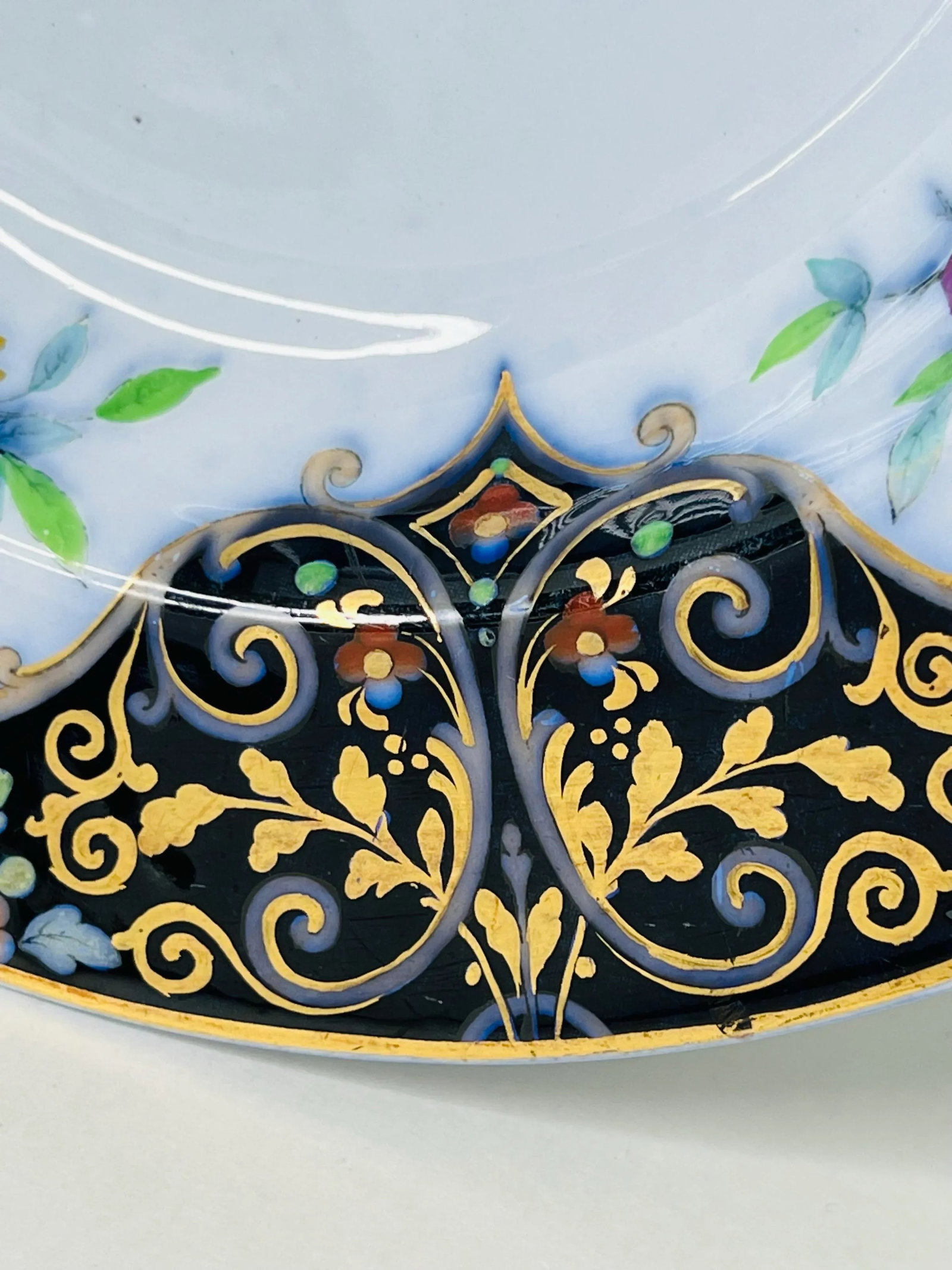 C.1845 to 1850. Minton Flow Blue Imari Polychrome Soup Bowls Set of 8 - 5