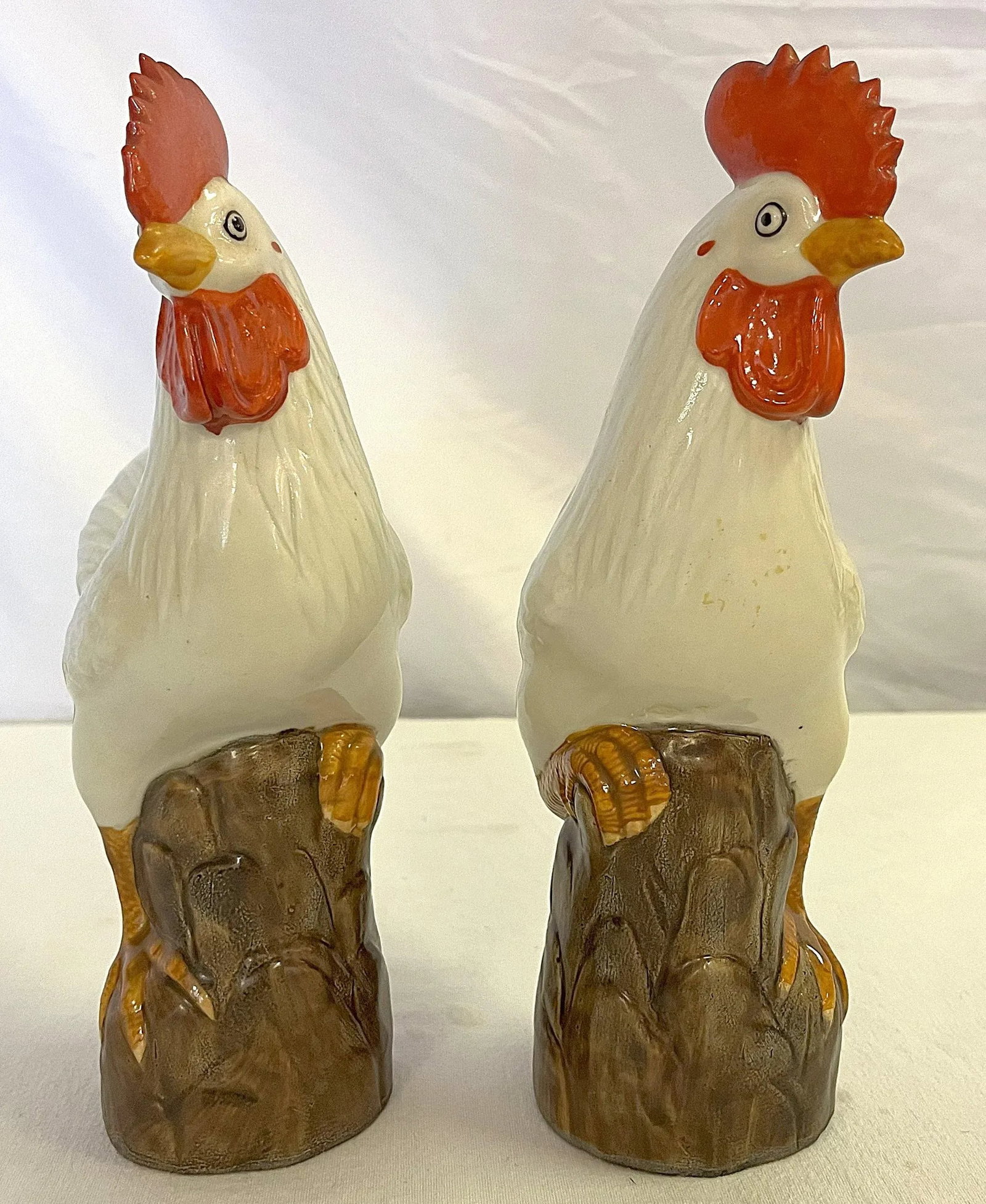 Vintage Chinese Porcelain Roosters With Incised Makers Mark- a Pair - 2