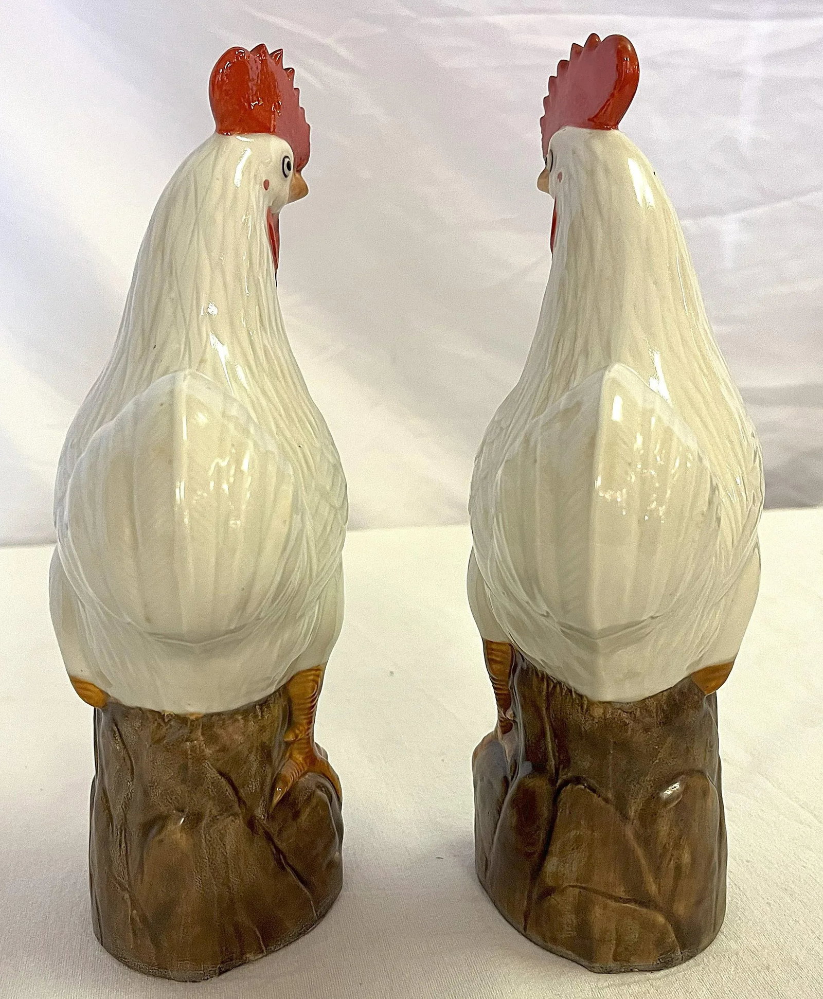 Vintage Chinese Porcelain Roosters With Incised Makers Mark- a Pair - 8