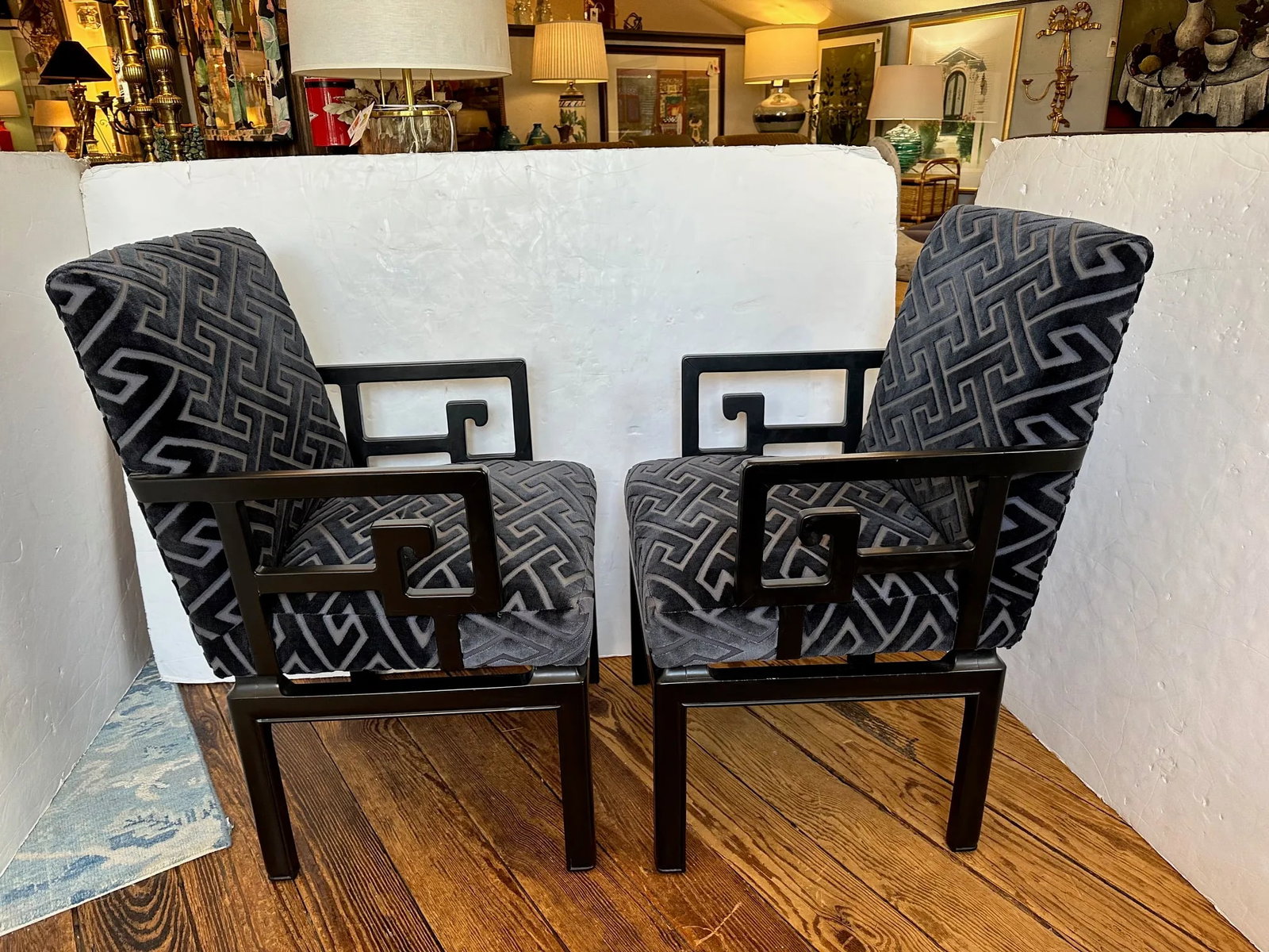 Mid Century Modern Michael Taylor for Baker Chevron Arm Chairs -A Pair - 2