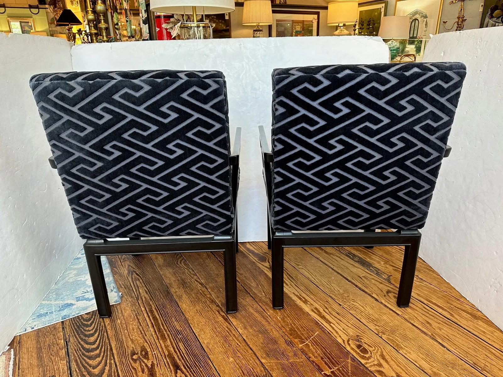 Mid Century Modern Michael Taylor for Baker Chevron Arm Chairs -A Pair - 3