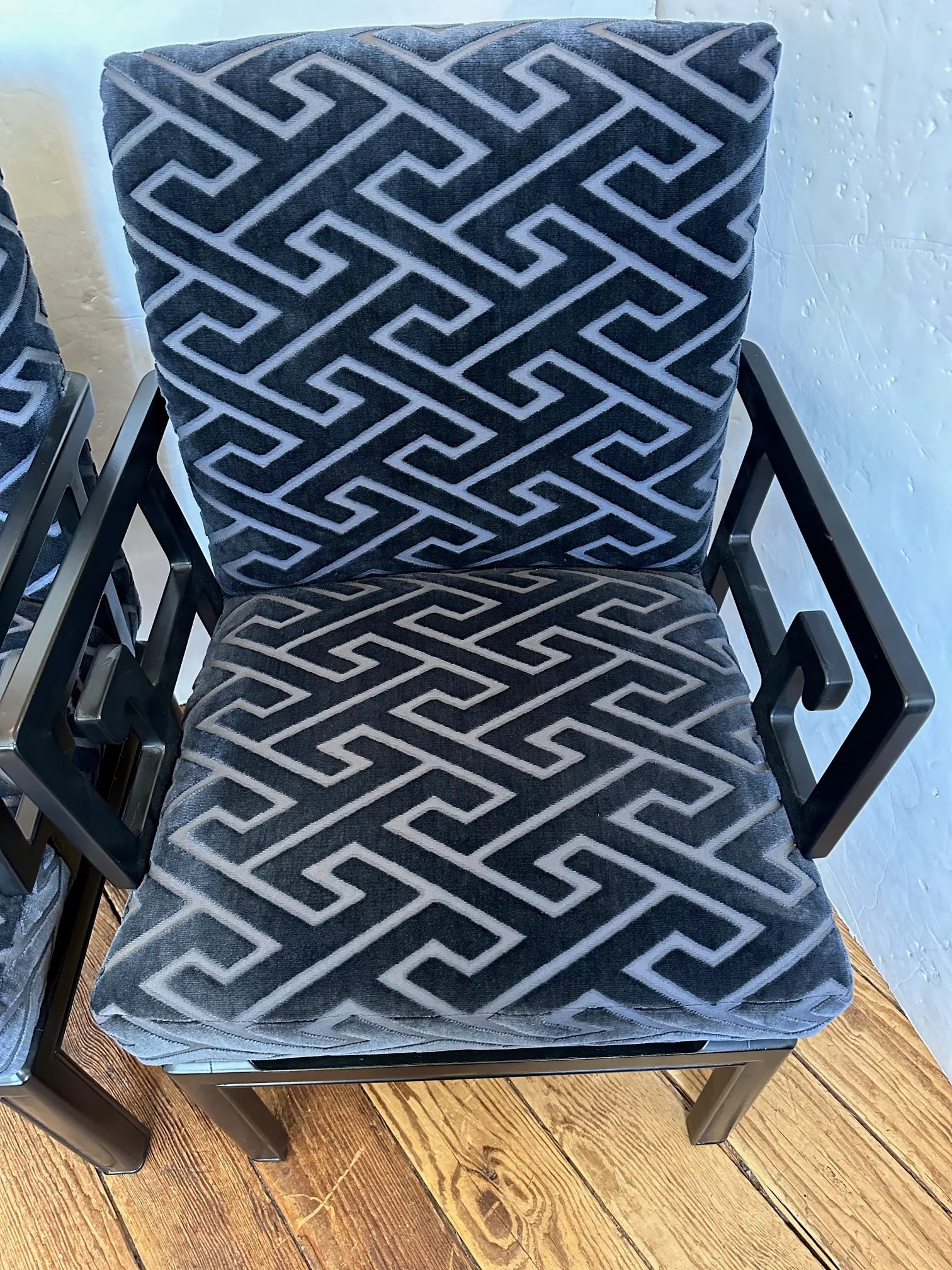 Mid Century Modern Michael Taylor for Baker Chevron Arm Chairs -A Pair - 7