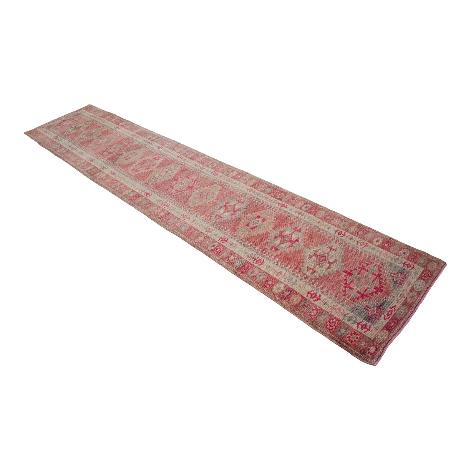 1970s Turkish Hand-Knotted Runner Rug - 2"²7"³ × 13"²: Bring timeless elegance and a touch of global character to your home with this stunning vintage Turkish Oushak rug runner. Handwoven with care in the Central Anatolia region of Turkey, this