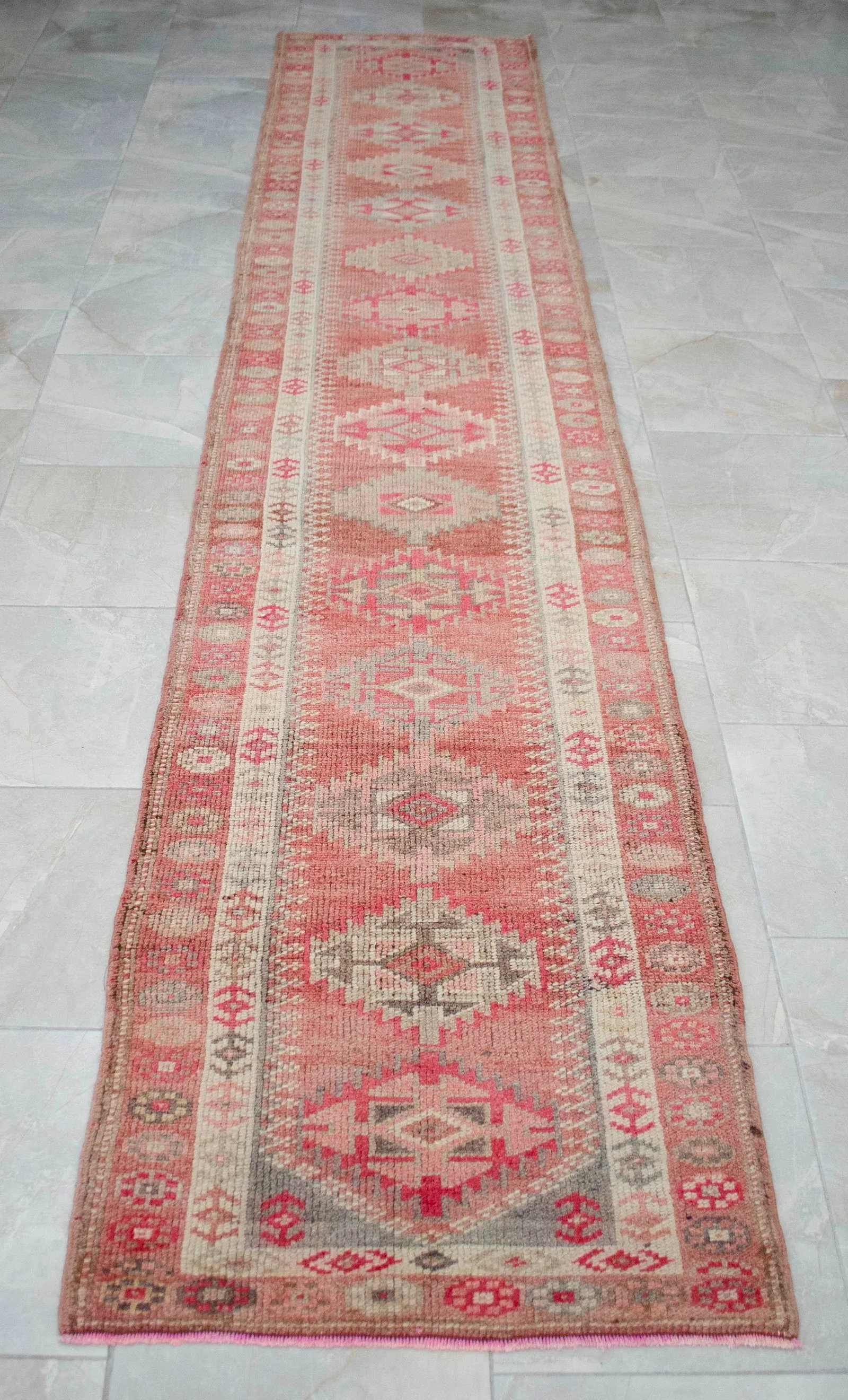 1970s Turkish Hand-Knotted Runner Rug - 2"²7"³ × 13"² - 8