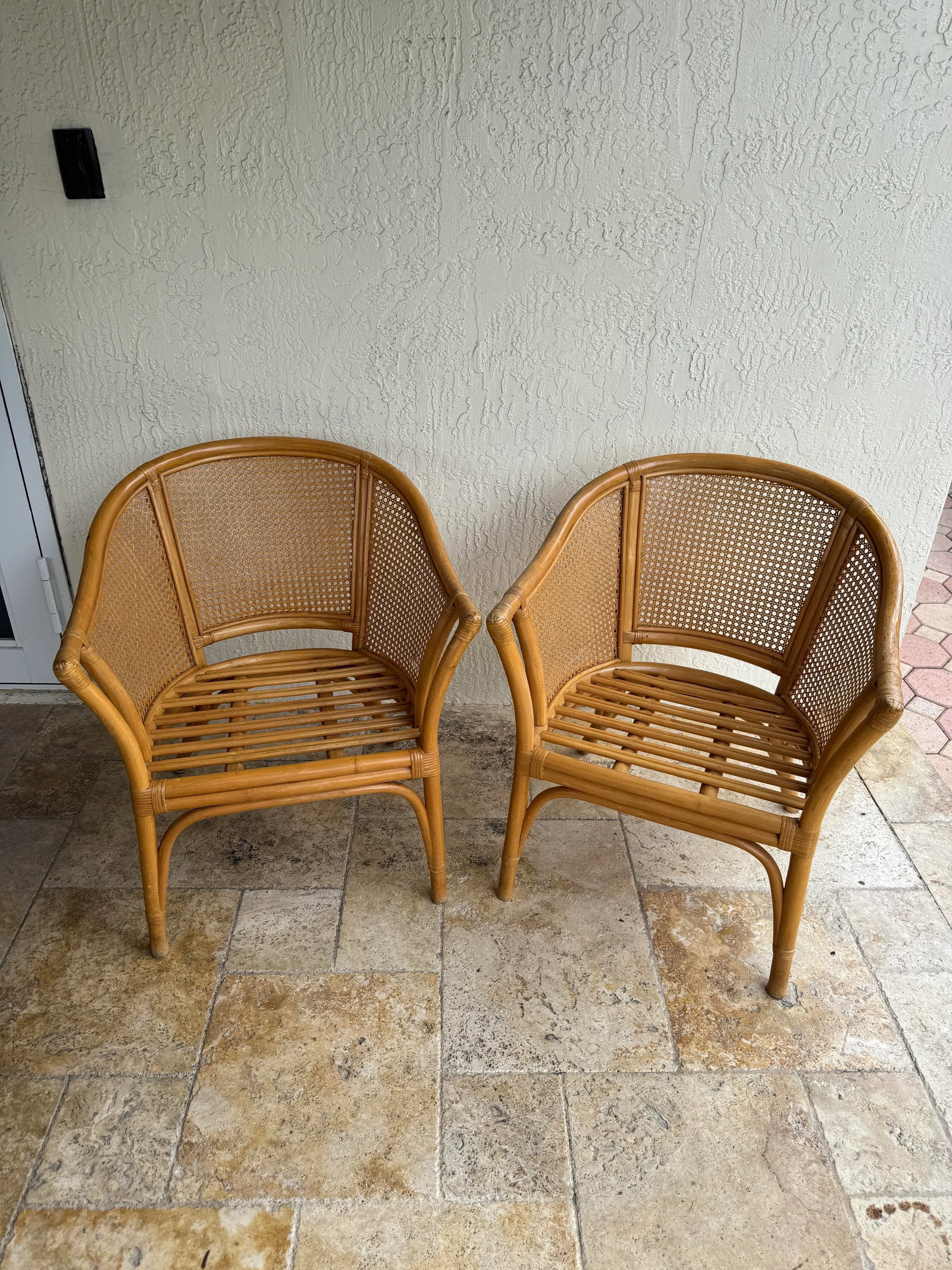 Vintage McGuire Style Rattan Cane Barrel Armchairs - Set of 2 - 10
