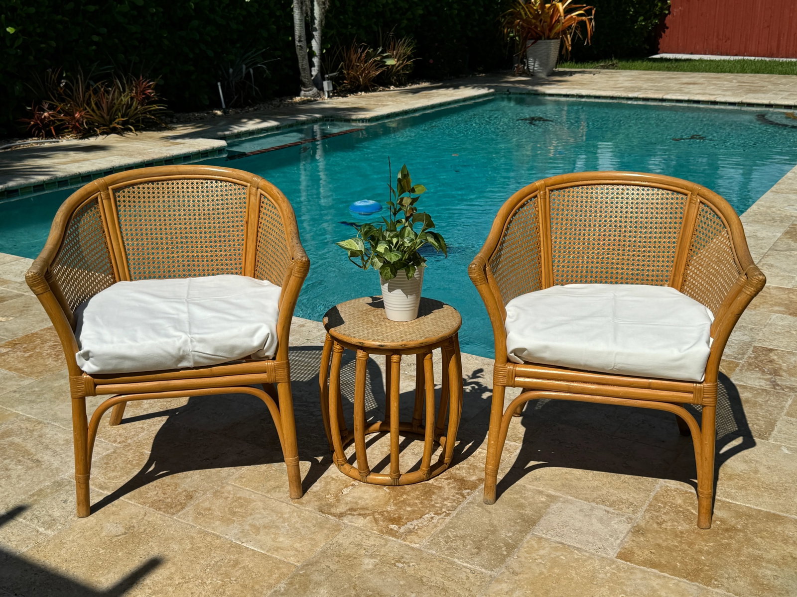 Vintage McGuire Style Rattan Cane Barrel Armchairs - Set of 2 - 2