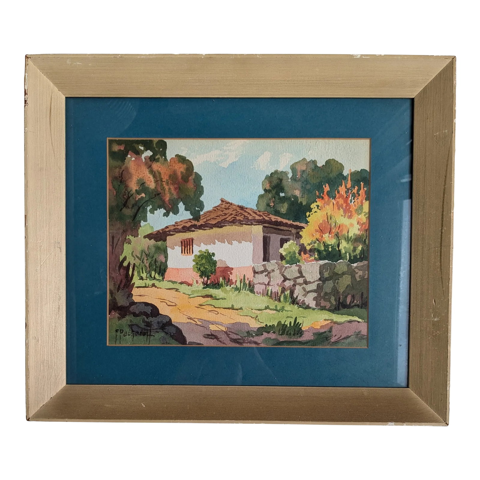 1940s Tropical Landscape Watercolor – Framed Vintage Tranquility: 1940s Tropical Landscape Watercolor – Framed Vintage Tranquility Bring the warmth and vibrancy of the tropics into your space with this original 1940s watercolor. Featuring lush greenery, vivid
